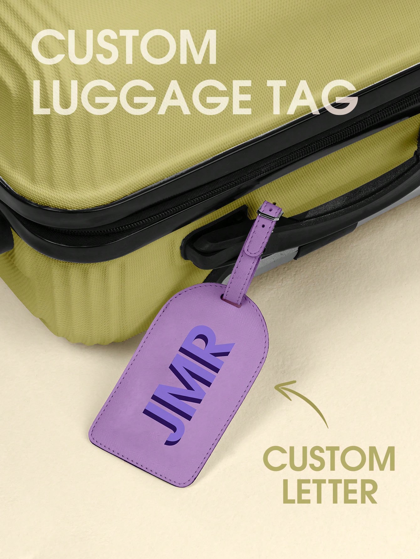 Luggage Tag Leather - Gepersonaliseerde initialen bagagelabel, op maat gemaakte