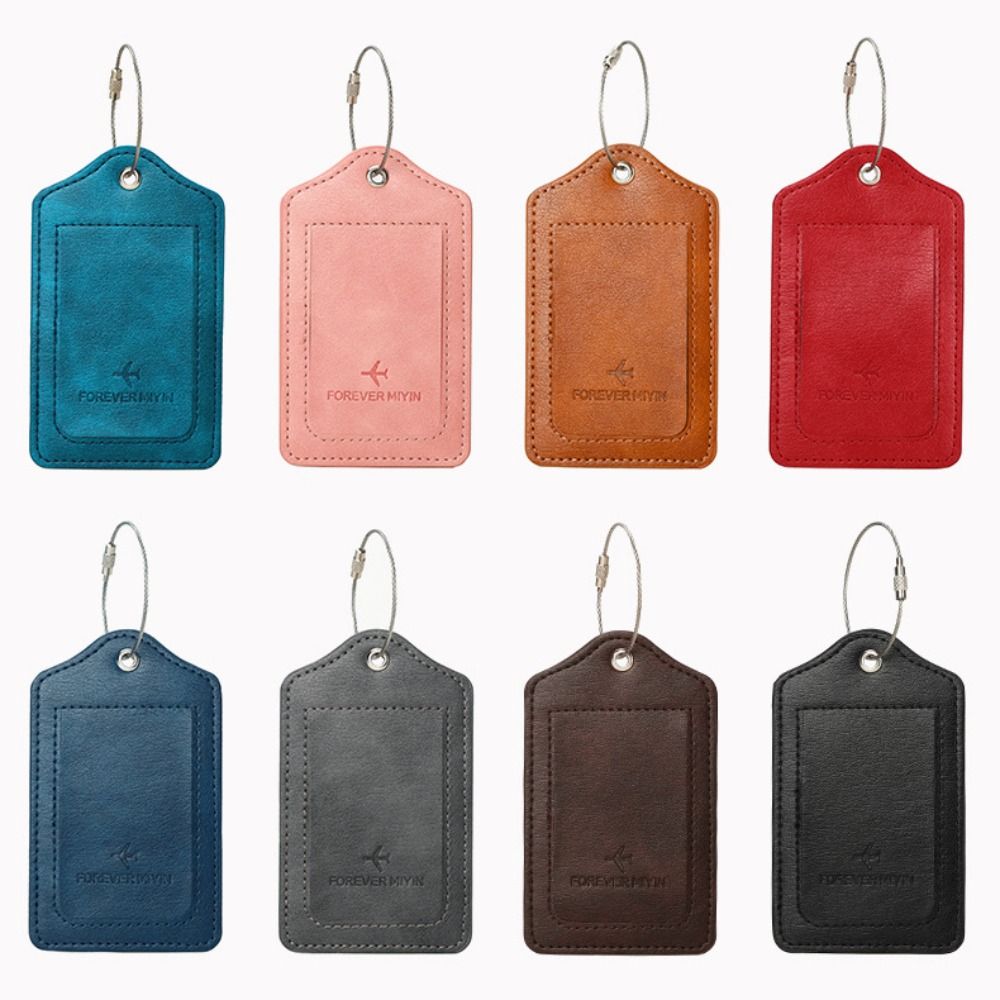 Luggage Tag Leather - Dames Man Anti-verlies draadkabellus Leren bagagelabels