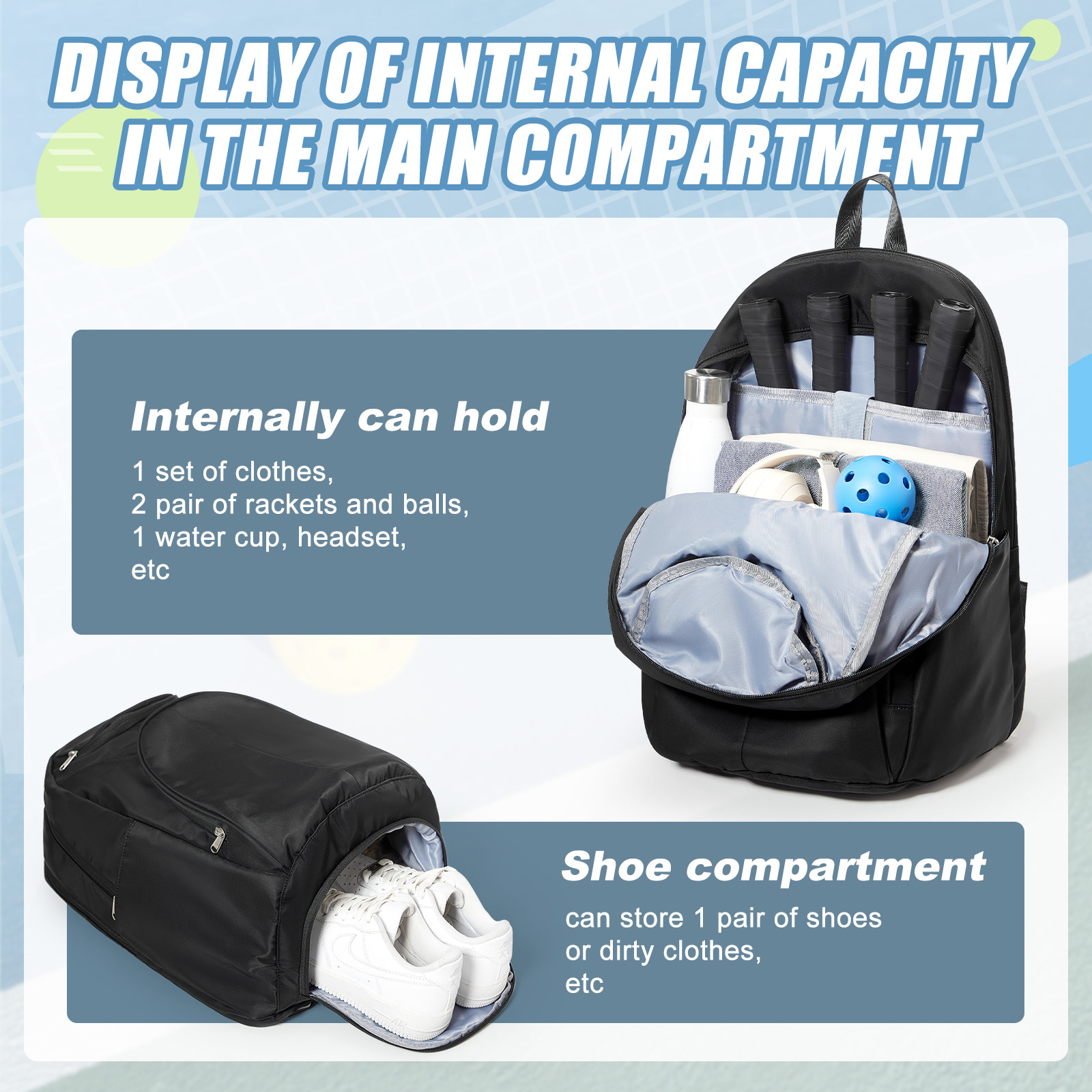 Tennistas Tennisrugzak 2 racke - Shoe Bag Travel recensie en prijs
